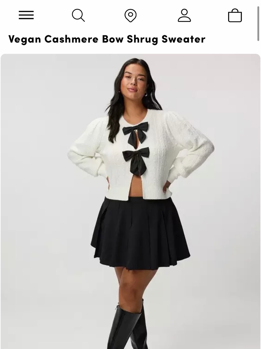 torrid White Bow Front Cardigan with Black Bows